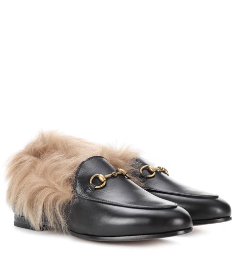 gucci burnished leather loafers|gucci fur loafers women's.